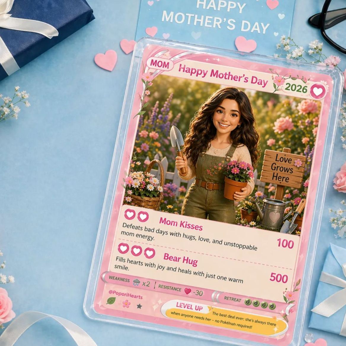 Mother's Day Gifts for Mum Grandma Custom Graden Theme Card, Custom Gift Card, Gift For Mum Custom Poke Present