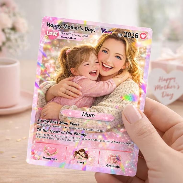 Best Mom Ever Poke Card Personalized Card Gift for Mom Anniversary Card Mother's Day Gift Custom Poke Mom Card with Photo