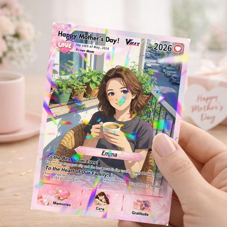 Best Mom Ever Poke Card Personalized Card Gift for Mom Anniversary Card Mother's Day Gift Custom Poke Mom Card with Photo