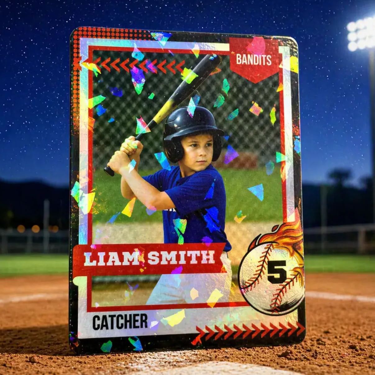 Personalized Holographic Baseball Trading Card, MVP Trading Card, Baseball Team Gifts