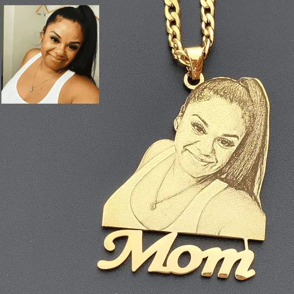 Personalized Custom Photo & Text Engraved Stainless Steel Necklace – Your Memories, Forever Worn Close to the Heart