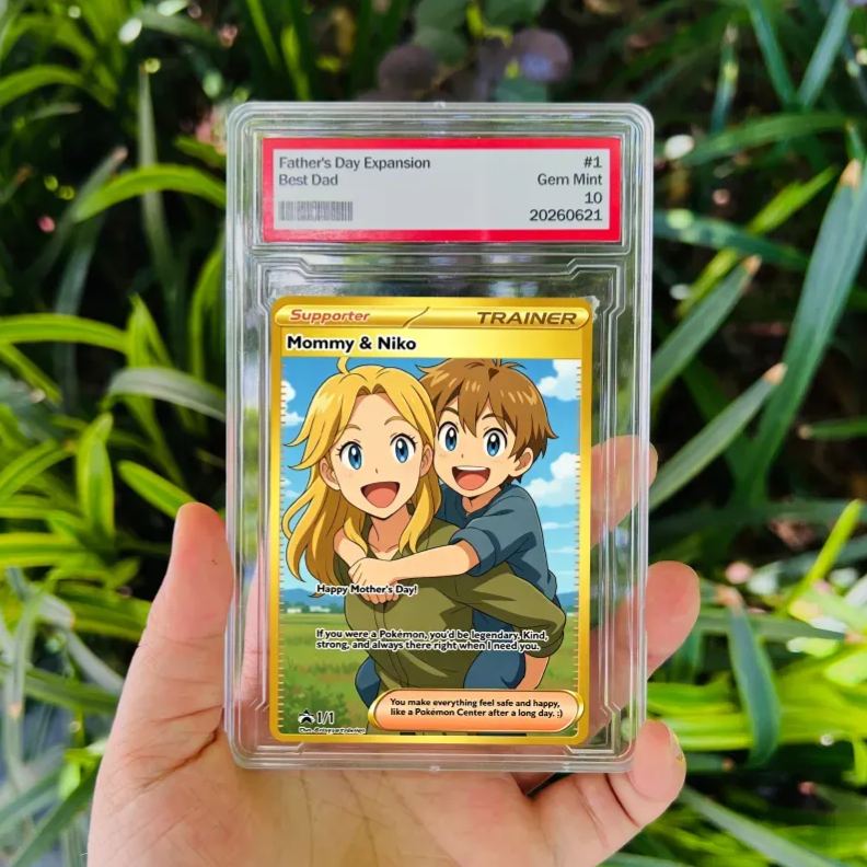 Custom Anime Trainer Card – Personalized "Ultra Rare" Graded Slab Gift for Dad & Mom