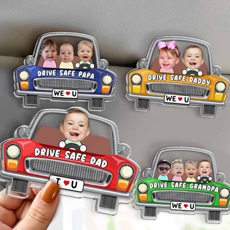 Personalized Kids Photo Visor Clip Car Ornament Cute Gift For Dad