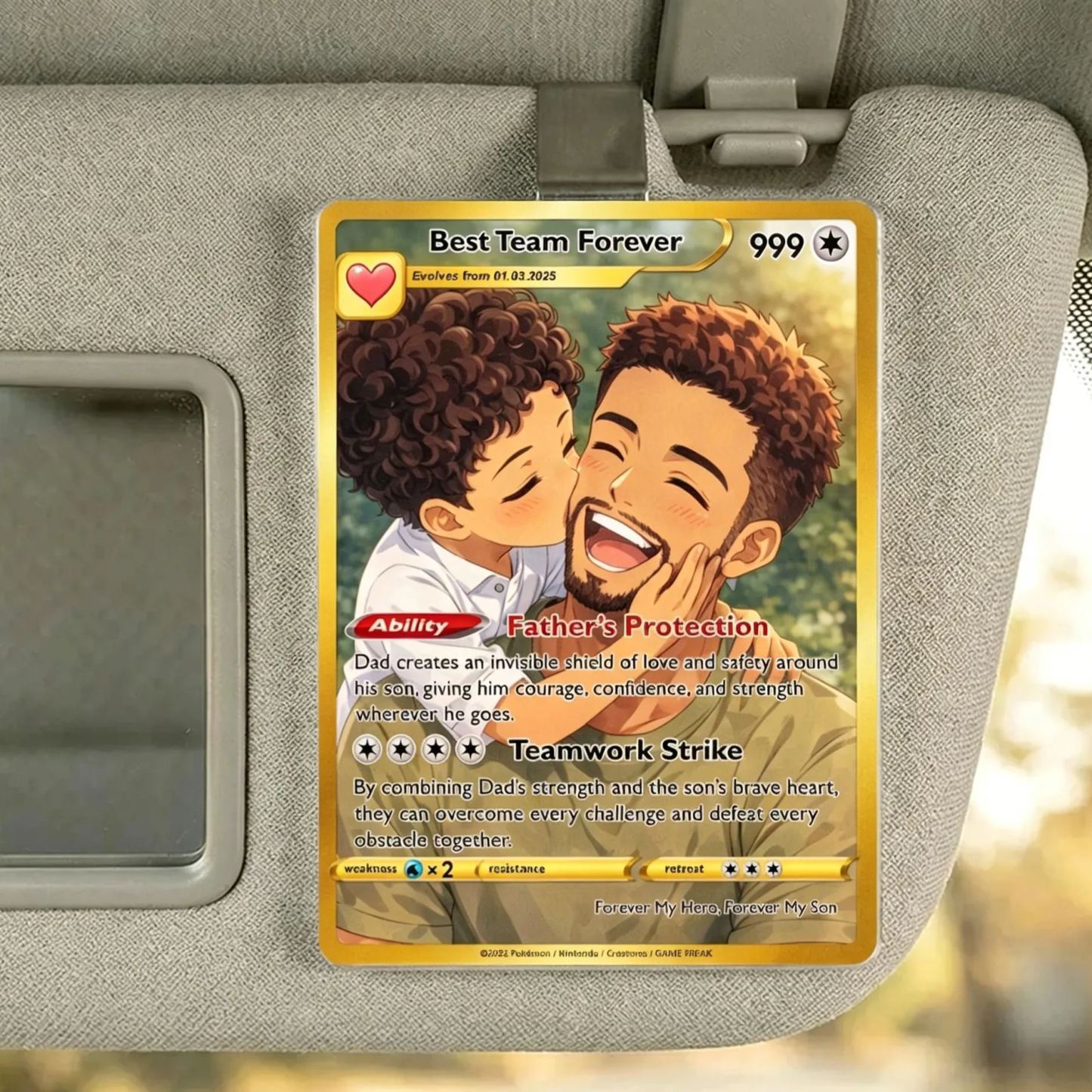 Best Team Ever Trading Card - Personalized Car Visor Clip - PhotoMoonLamp