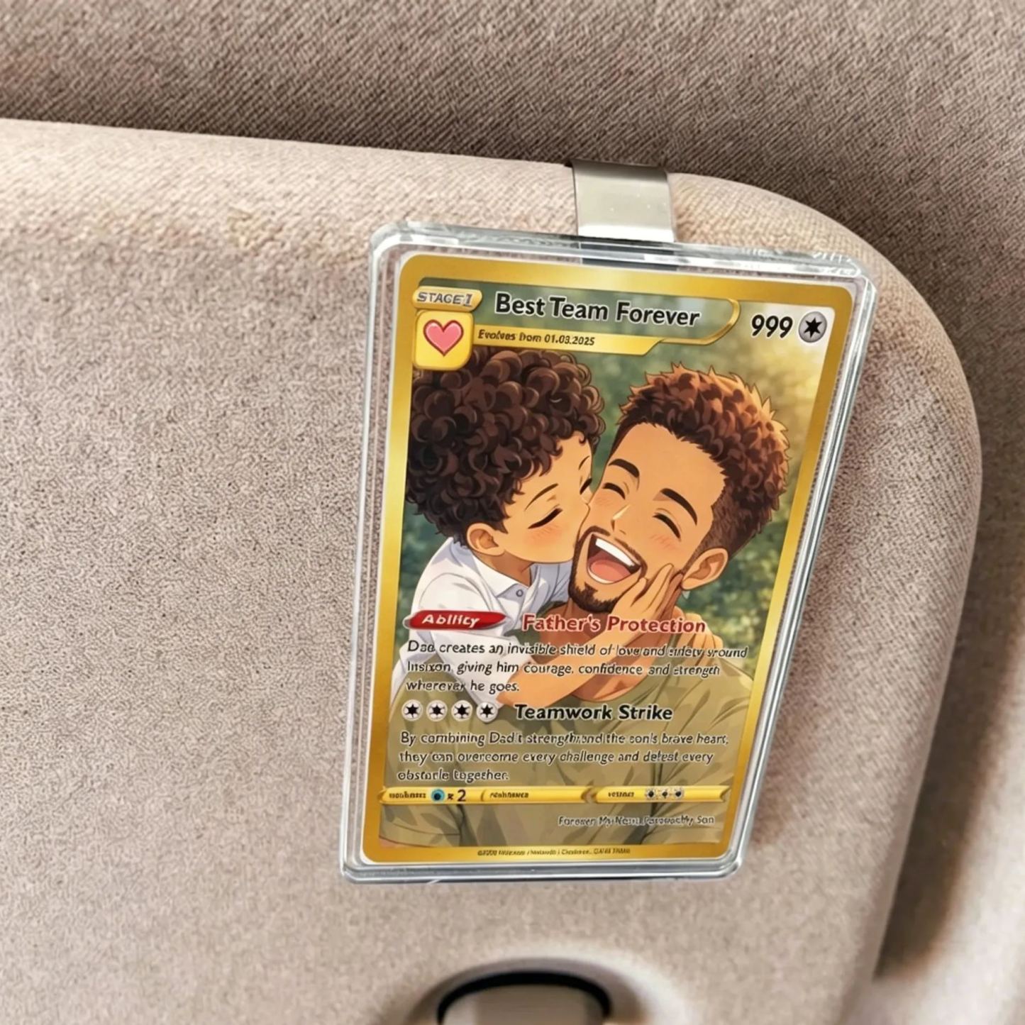 Best Team Ever Trading Card - Personalized Car Visor Clip - PhotoMoonLamp