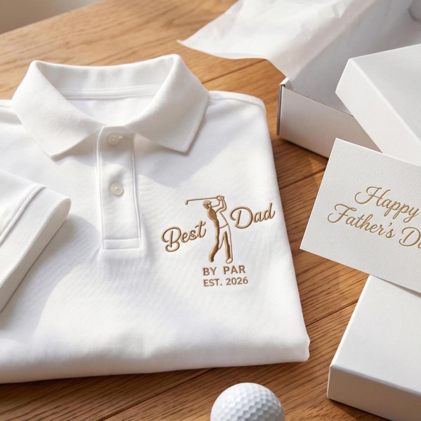 Golf Father Polo Shirt, Embroidery Best Dad By Par Polo Shirt, Dad Golf Shirt Gift for Fathers Day, Daddy Birthday Gift, Golf Player Tee