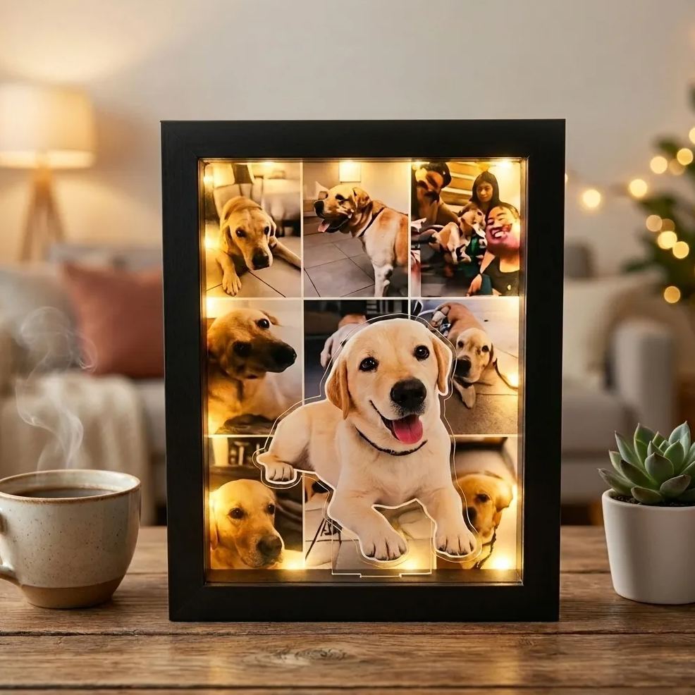 Personalized Photo Light Box, Custom LED Picture Frame with Multiple Pictures, Unique Family & Pet Memorial Gift for Dad, Mom, Anniversary Fathers Day Gift