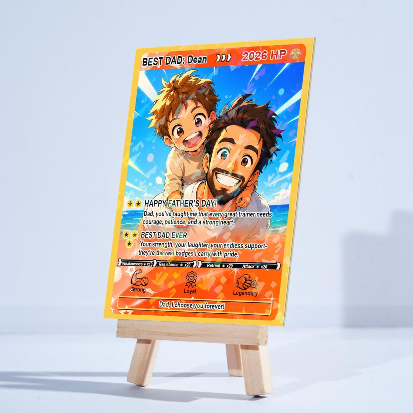 Custom Poke Anime Dad Card, Father's Day Gift For Dad, Personalized Photo Anime Card, Gamer Dad Gifts From Kids, Gift For Husband, Art Card - PhotoMoonLamp