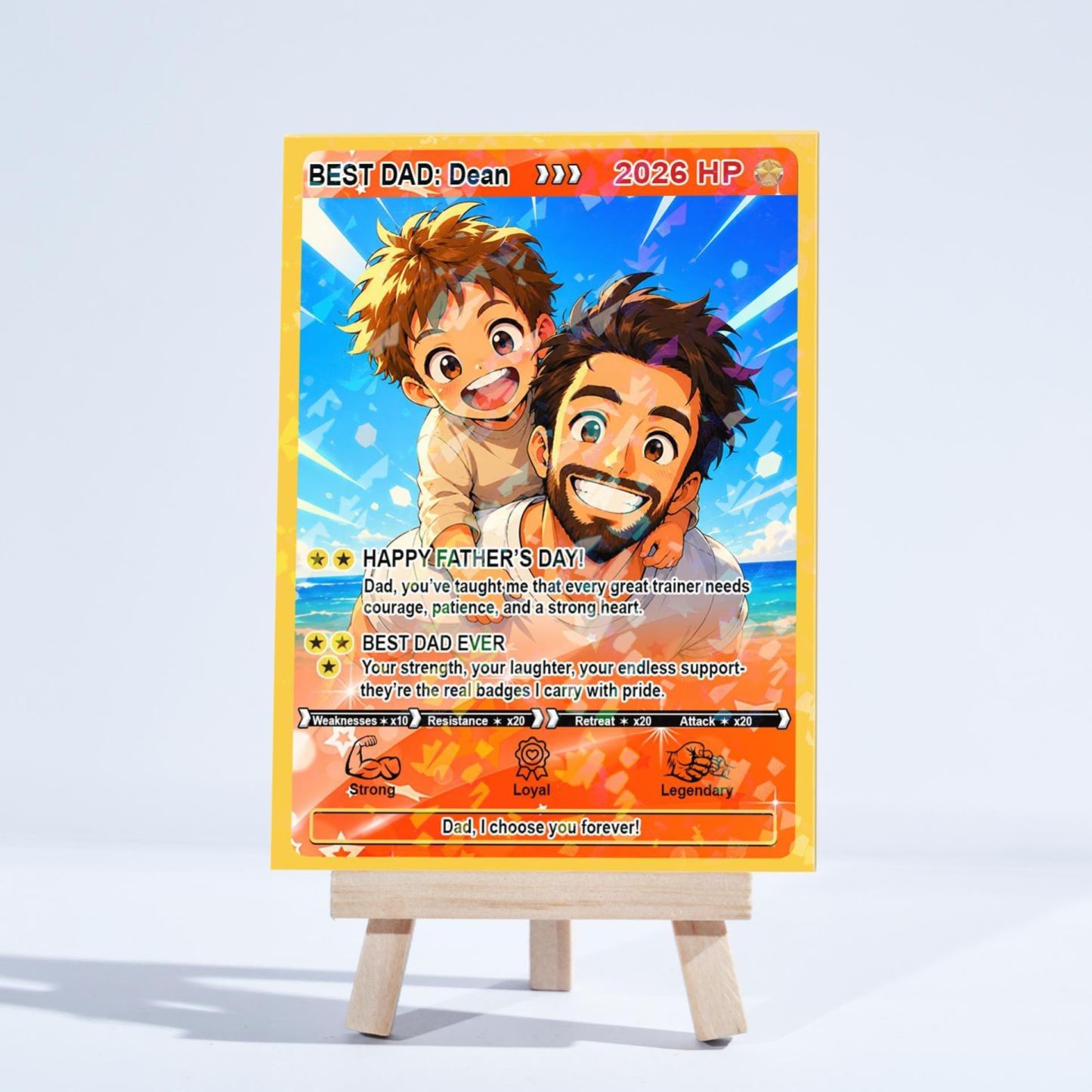 Custom Poke Anime Dad Card, Father's Day Gift For Dad, Personalized Photo Anime Card, Gamer Dad Gifts From Kids, Gift For Husband, Art Card - PhotoMoonLamp