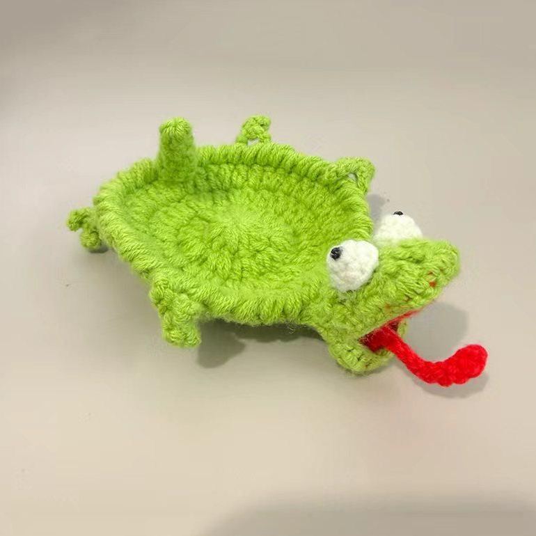 Cute Crochet Animal Coaster Handmade Knitted Squirrel Frog Lizard Cup Coaster Creative Cotton Drink Mat Desk Decor Gift