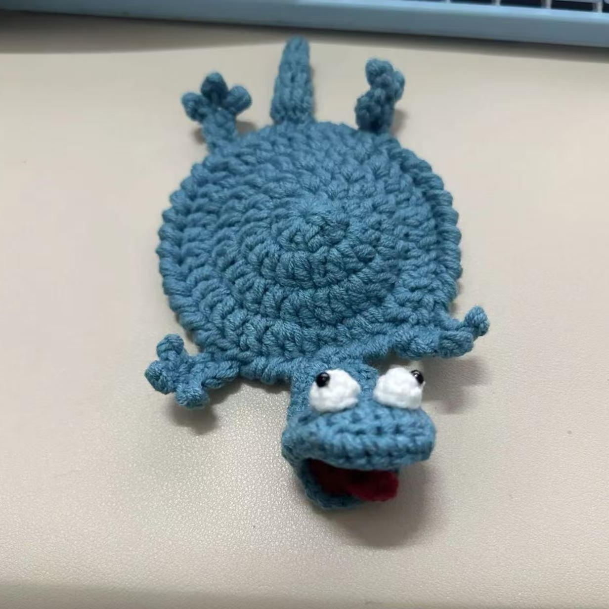 Cute Crochet Animal Coaster Handmade Knitted Squirrel Frog Lizard Cup Coaster Creative Cotton Drink Mat Desk Decor Gift