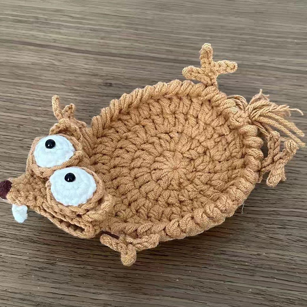 Cute Crochet Animal Coaster Handmade Knitted Squirrel Frog Lizard Cup Coaster Creative Cotton Drink Mat Desk Decor Gift