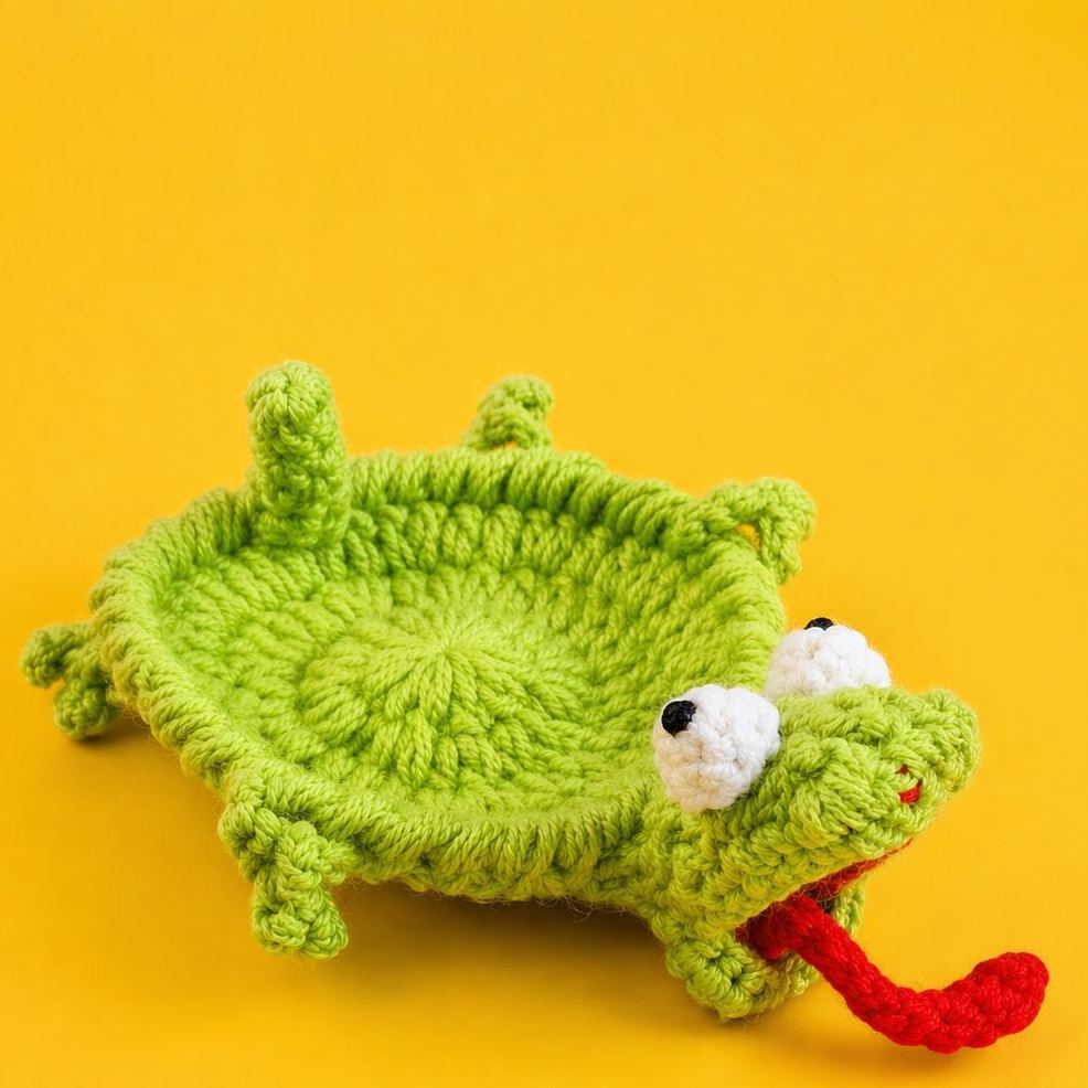 Cute Crochet Animal Coaster Handmade Knitted Squirrel Frog Lizard Cup Coaster Creative Cotton Drink Mat Desk Decor Gift