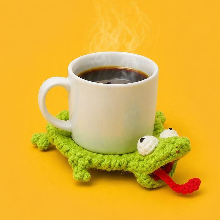 Cute Crochet Animal Coaster Handmade Knitted Squirrel Frog Lizard Cup Coaster Creative Cotton Drink Mat Desk Decor Gift