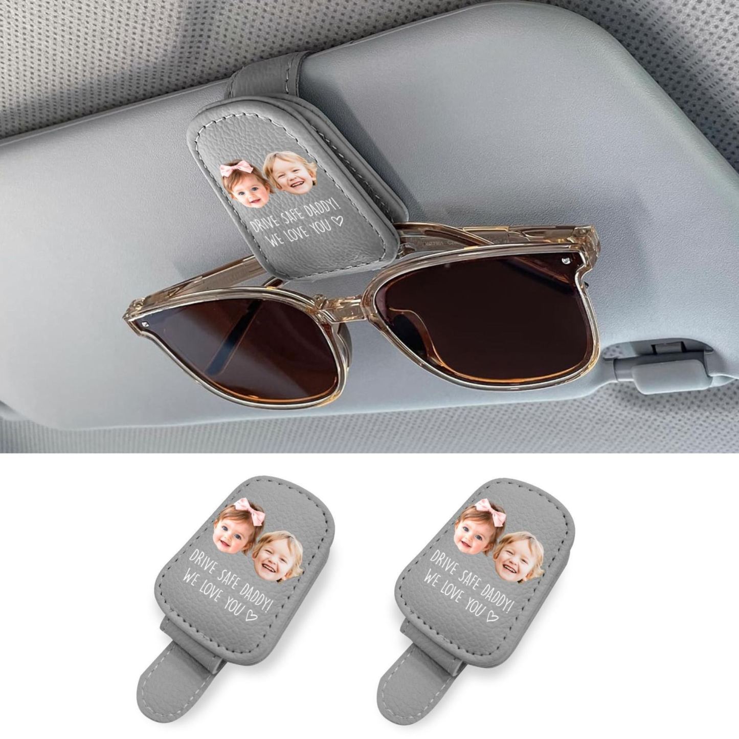 Custom Photo Drive Safe Daddy Sunglasses Holder: Personalized Sunglasses Holder For Dad With Kids Face, Fathers Day, Gift For Dad, Grandpa