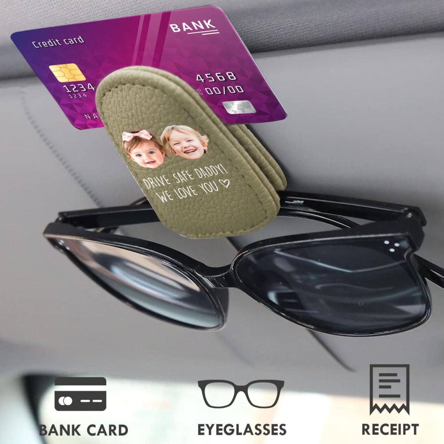 Custom Photo Drive Safe Daddy Sunglasses Holder: Personalized Sunglasses Holder For Dad With Kids Face, Fathers Day, Gift For Dad, Grandpa