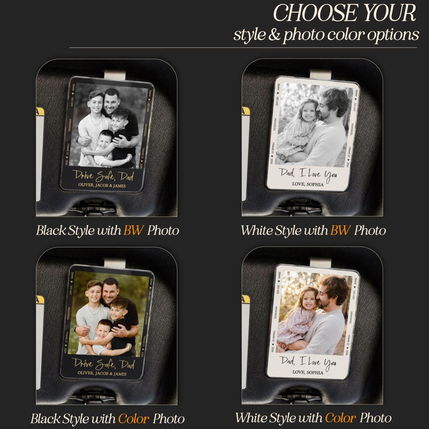 Father's Day Gift for Dad: Car Sun Visor Clip with Photo, Drive Safely, Dad, Car Sun Visor Clip with Photo, Gift for