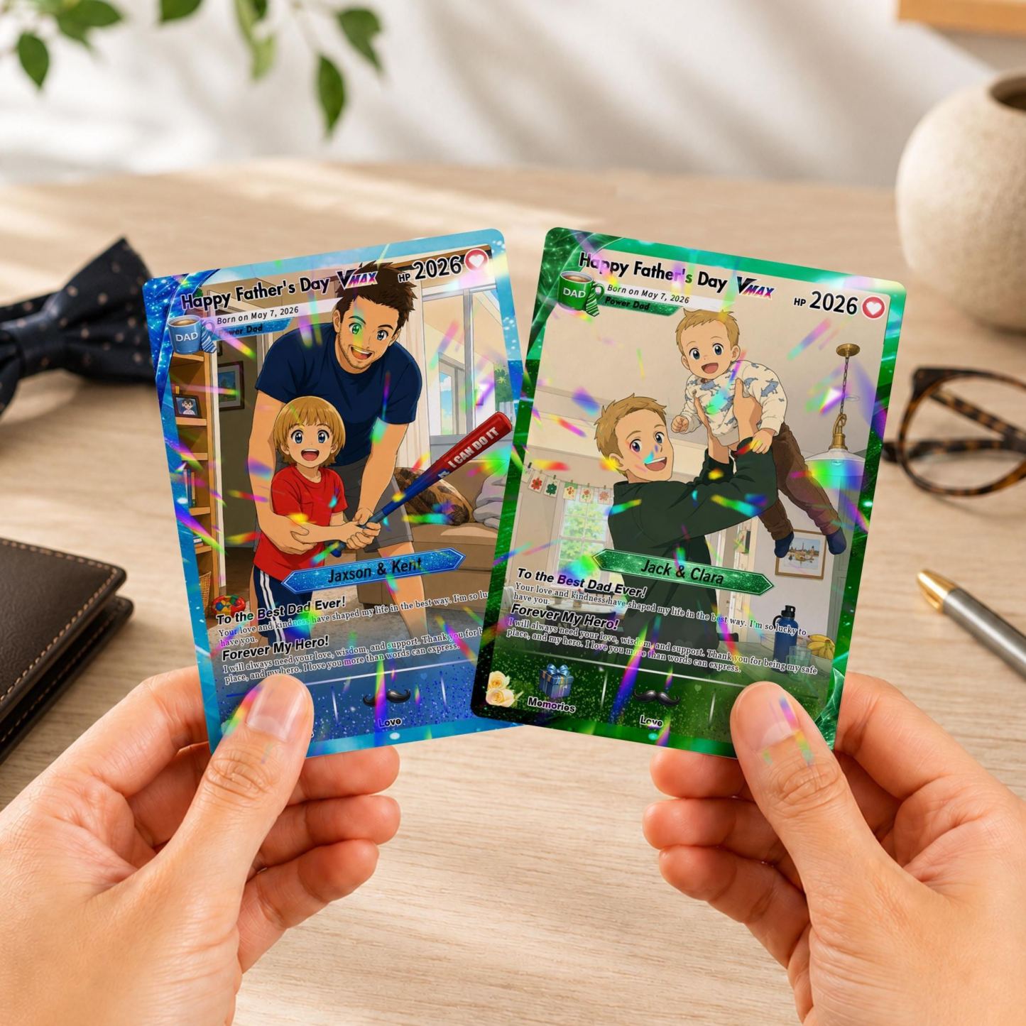 Personalized Father's Day Poke Card, Custom Poke  Anime Dad Card, Gamer Gifts From Kids, Gift For Dad, Gifts for Poke Fan - PhotoMoonLamp