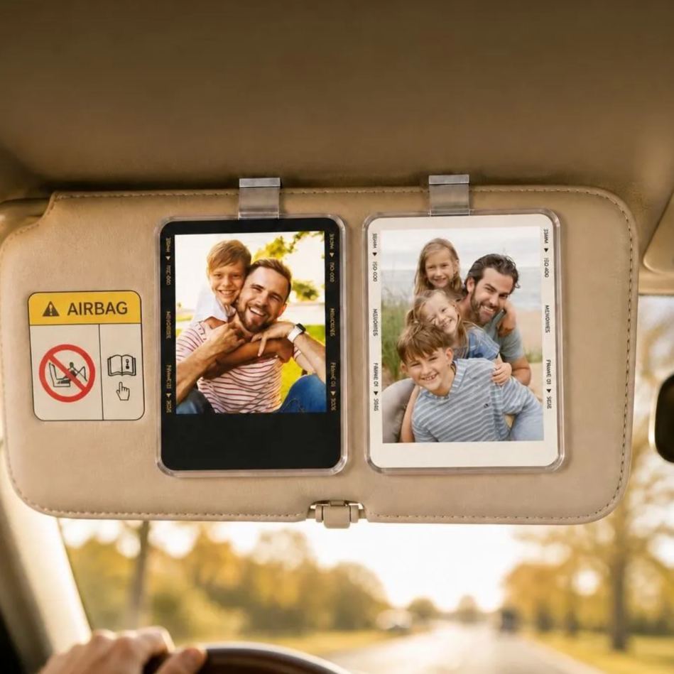 Father's Day Gift for Dad: Car Sun Visor Clip with Photo, Drive Safely, Dad, Car Sun Visor Clip with Photo, Gift for - PhotoMoonLamp