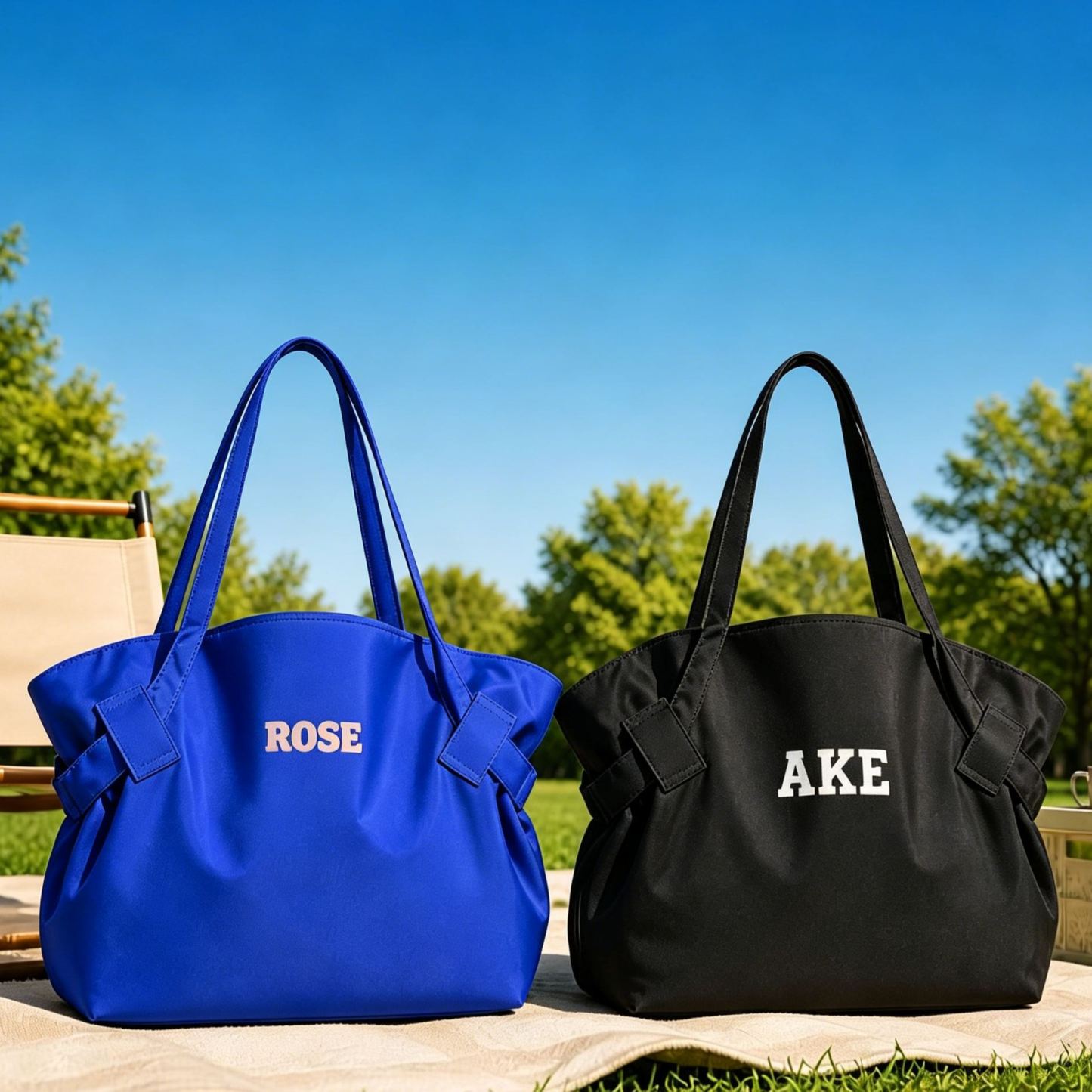 Custom Name Portable Drawstring Storage Bag & Picnic Blanket 2-in-1, Foldable Outdoor Ground Mat, Toy Storage Organizer, Camping Beach Travel Bag