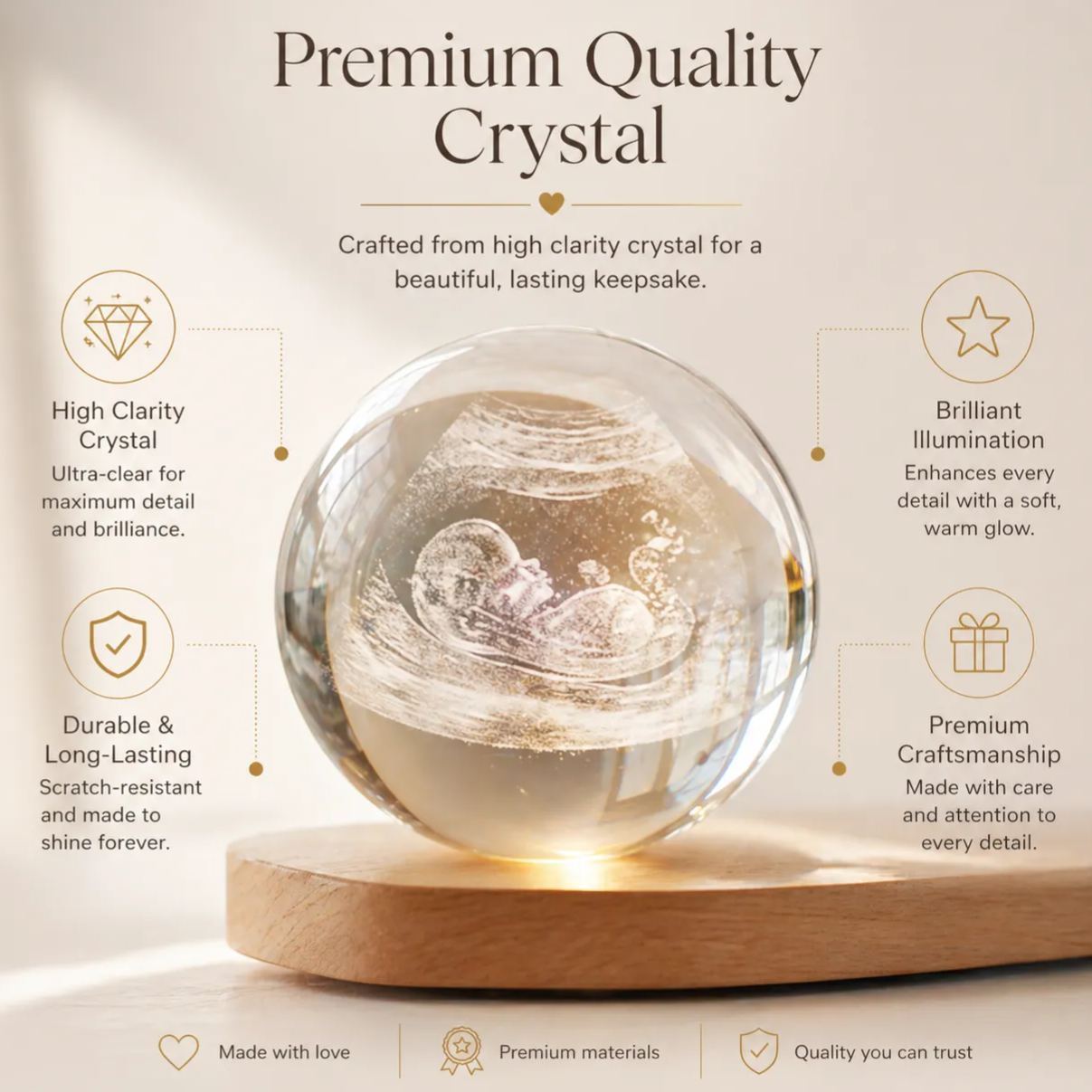 Personalized Crystal Lamp Baby Ultrasound Keepsake Light Gift Idea