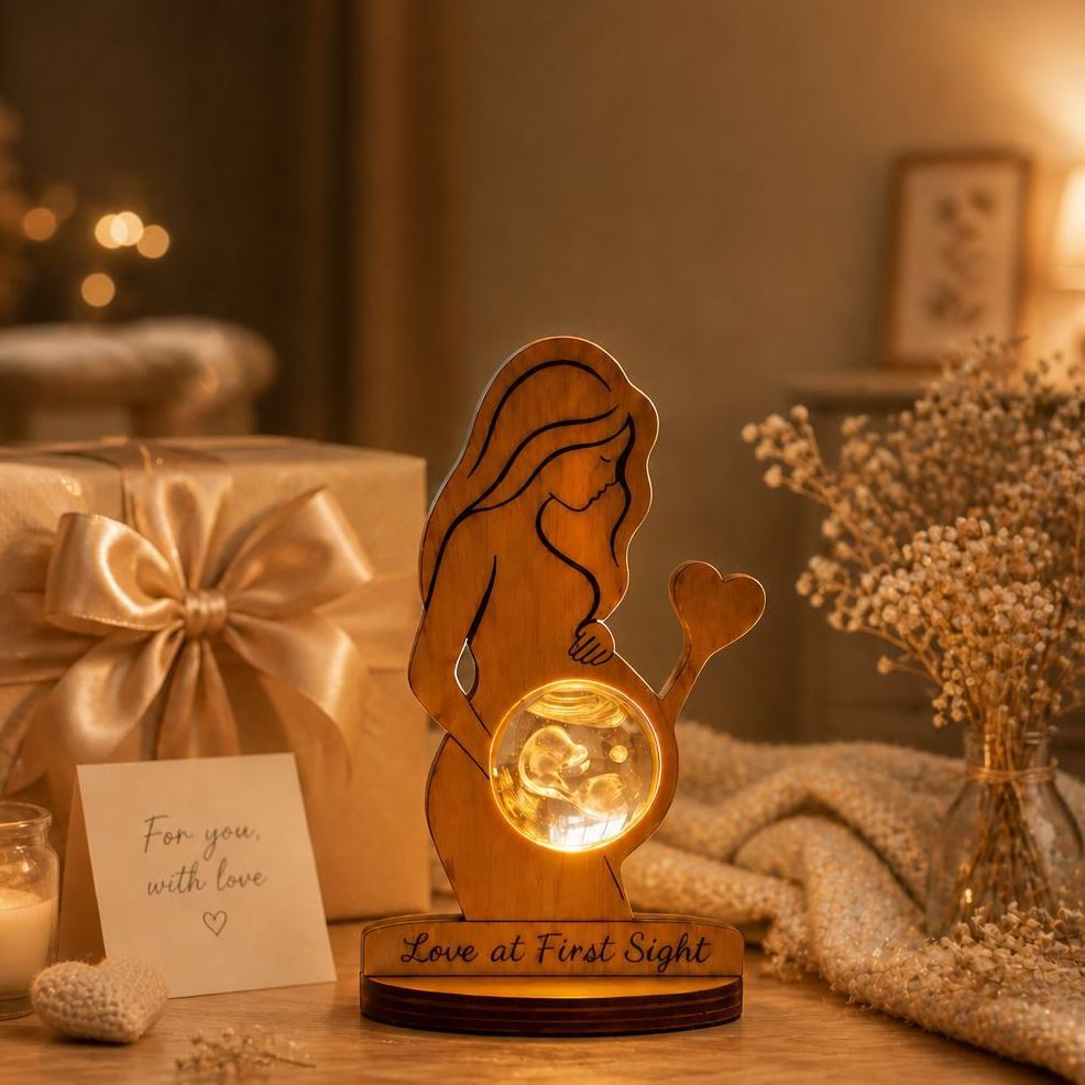 Personalized Crystal Lamp Baby Ultrasound Keepsake Light Gift Idea