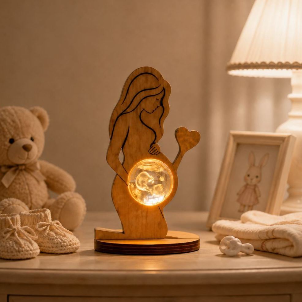 Personalized Crystal Lamp Baby Ultrasound Keepsake Light Gift Idea