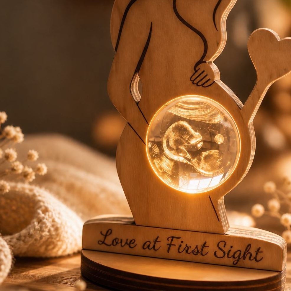 Personalized Crystal Lamp Baby Ultrasound Keepsake Light Gift Idea