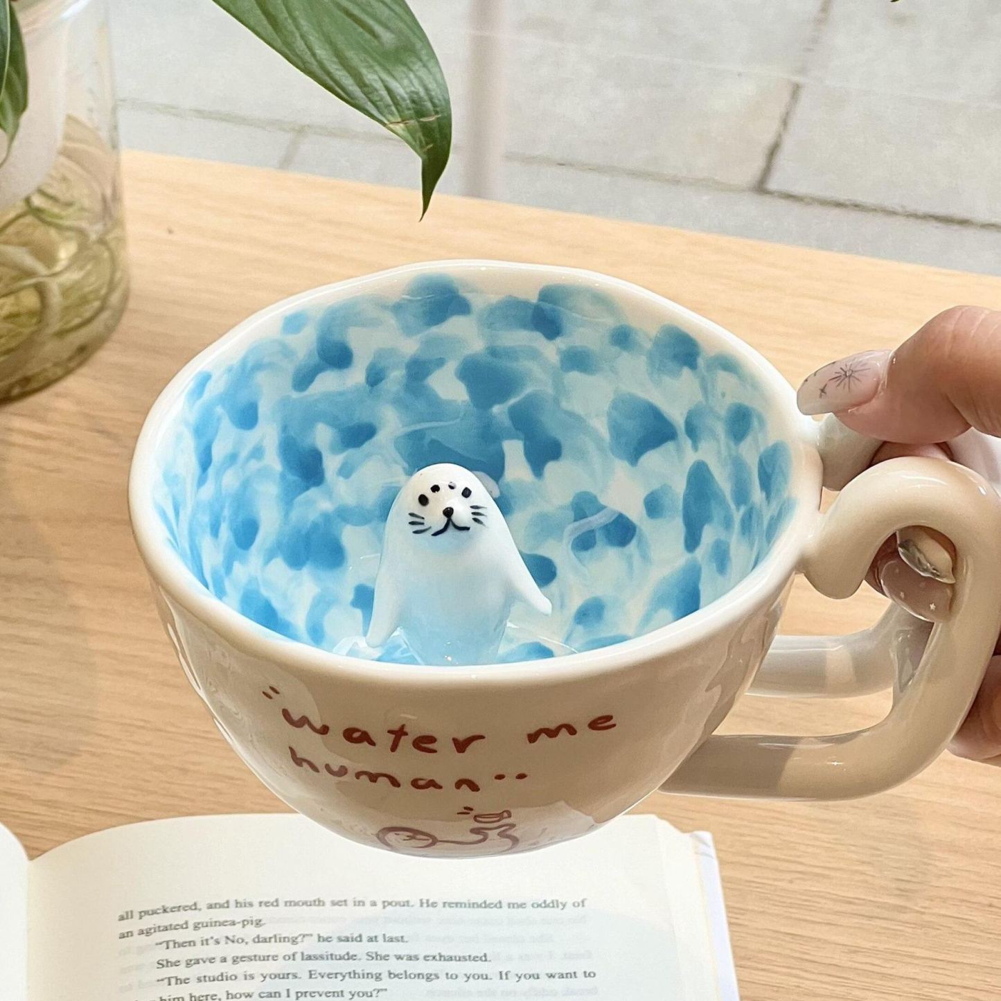 Cartoon Swimming Pool Swimming Seal Mug Ceramic Cup Cute Creative Breakfast Coffee Milk Animation Peripheral Cup