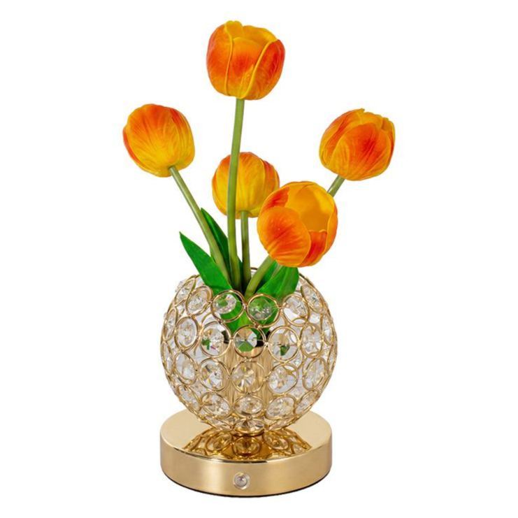 Crystal Tulip Lamp Luxury Crystal Tulip Night Light – Touch Control Rechargeable Table Lamp, Elegant Floral Bedside Lamp, Romantic Ambient Light for Bedroom & Living Room Decor