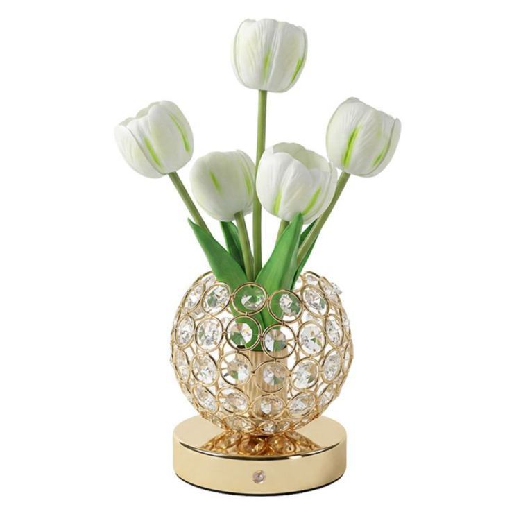 Crystal Tulip Lamp Luxury Crystal Tulip Night Light – Touch Control Rechargeable Table Lamp, Elegant Floral Bedside Lamp, Romantic Ambient Light for Bedroom & Living Room Decor