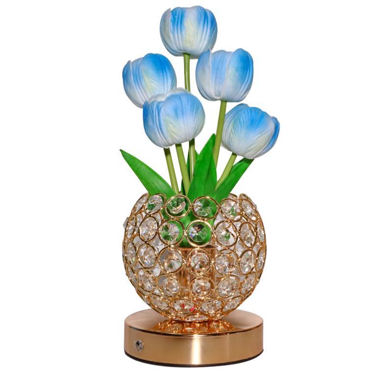 Crystal Tulip Lamp Luxury Crystal Tulip Night Light – Touch Control Rechargeable Table Lamp, Elegant Floral Bedside Lamp, Romantic Ambient Light for Bedroom & Living Room Decor
