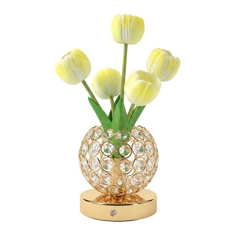 Crystal Tulip Lamp Luxury Crystal Tulip Night Light – Touch Control Rechargeable Table Lamp, Elegant Floral Bedside Lamp, Romantic Ambient Light for Bedroom & Living Room Decor