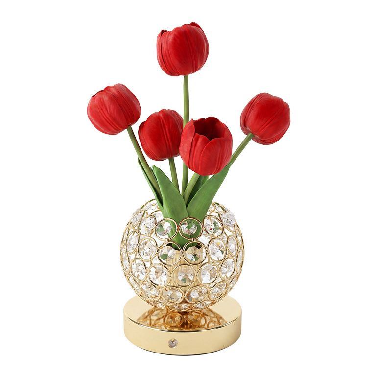 Crystal Tulip Lamp Luxury Crystal Tulip Night Light – Touch Control Rechargeable Table Lamp, Elegant Floral Bedside Lamp, Romantic Ambient Light for Bedroom & Living Room Decor