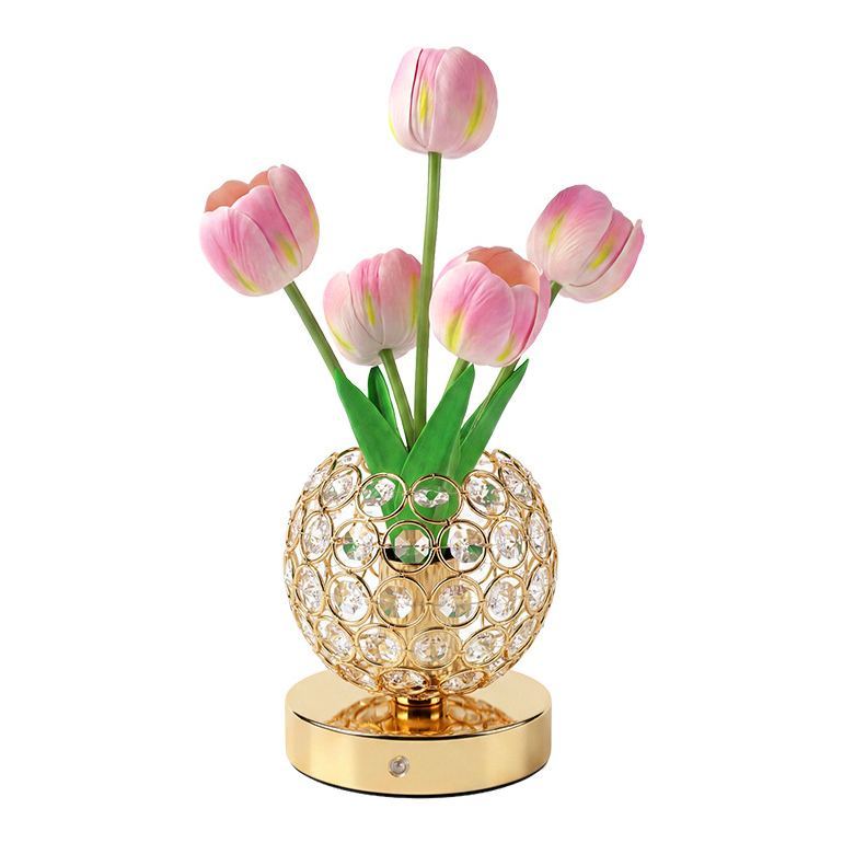 Crystal Tulip Lamp Luxury Crystal Tulip Night Light – Touch Control Rechargeable Table Lamp, Elegant Floral Bedside Lamp, Romantic Ambient Light for Bedroom & Living Room Decor