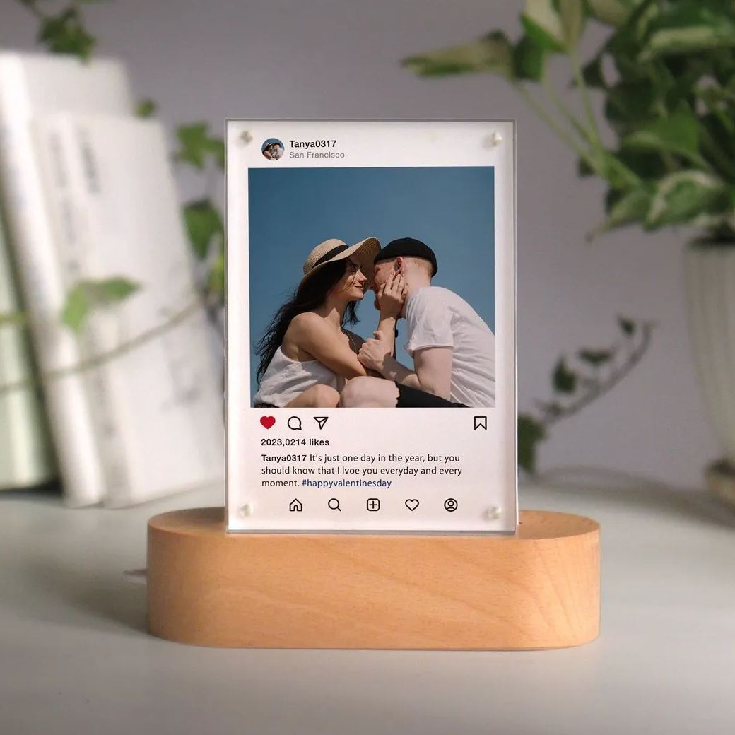 Personalized Photo Night Light – Custom Acrylic LED Lamp with Photo & Text, Anniversary Gift for Couples, Valentine's Day Gift, Wedding & Relationship Keepsake
