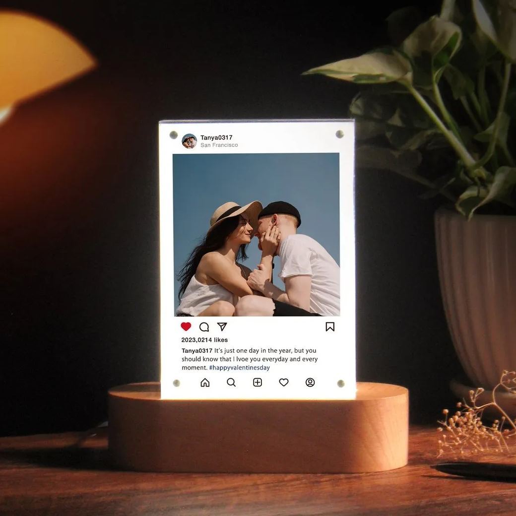 Personalized Photo Night Light – Custom Acrylic LED Lamp with Photo & Text, Anniversary Gift for Couples, Valentine's Day Gift, Wedding & Relationship Keepsake