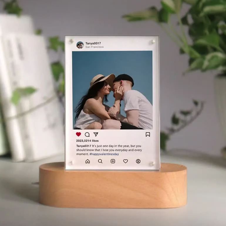 Personalized Photo Night Light – Custom Acrylic LED Lamp with Photo & Text, Anniversary Gift for Couples, Valentine's Day Gift, Wedding & Relationship Keepsake