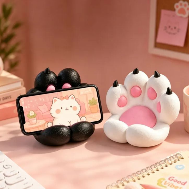Cat Paw Phone Stand, Cute Desktop Phone Holder, Creative Animal Design Mobile Stand, Decorative Desk Accessory for Home Ornament