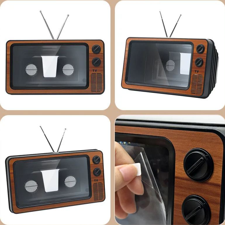 Retro TV Phone Screen Magnifier Stand – PMMA Acrylic Smartphone Screen Enlarger, Desktop Phone Holder for Hands-Free Video Viewing