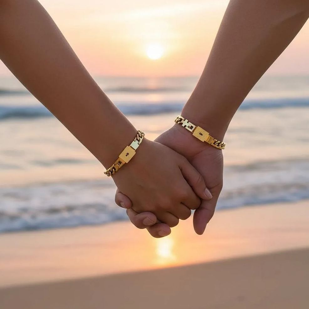 Heart Lock Couple Bracelet Titanium Steel Matching Bracelets for Couples, Anniversary, Valentine's Gift