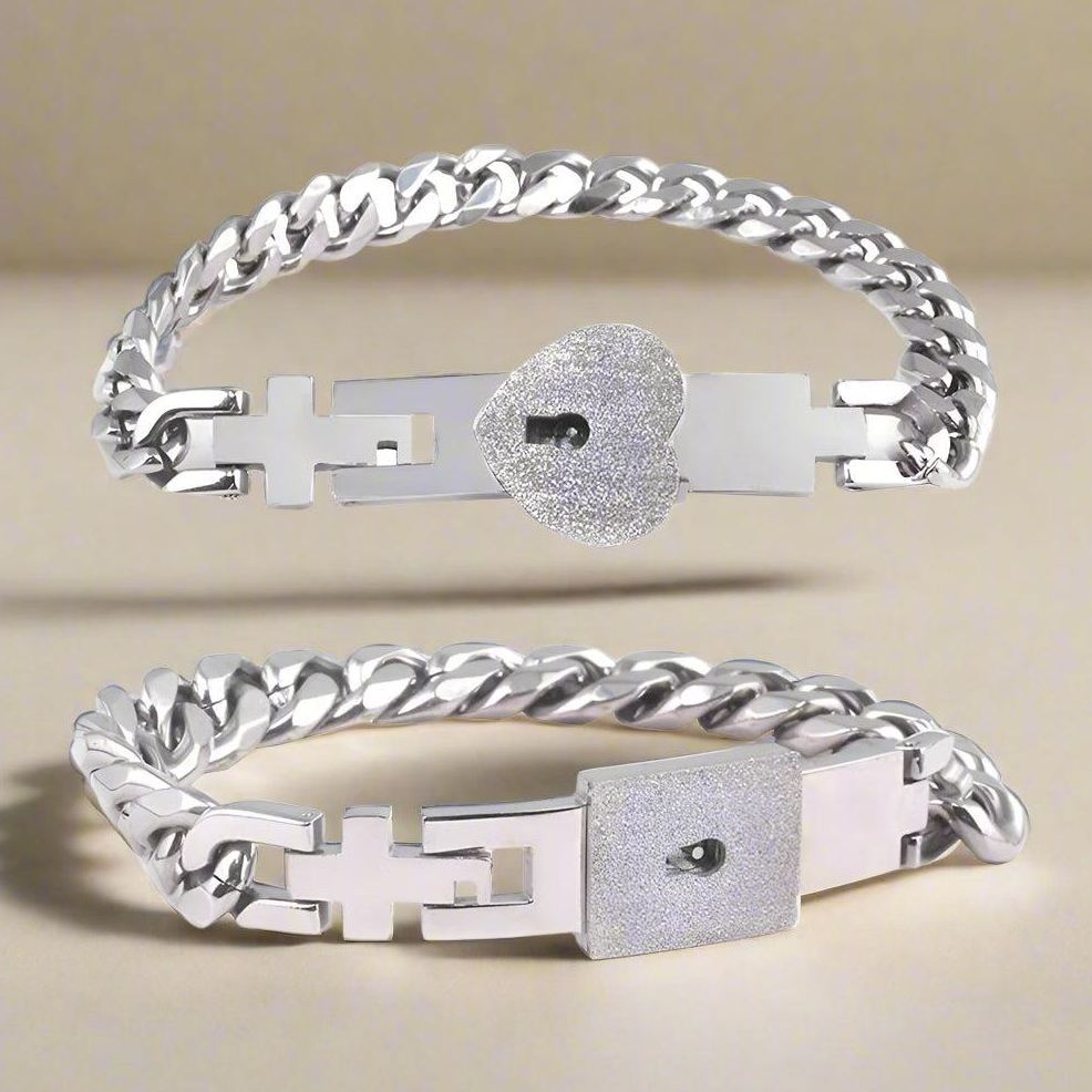 Heart Lock Couple Bracelet Titanium Steel Matching Bracelets for Couples, Anniversary, Valentine's Gift