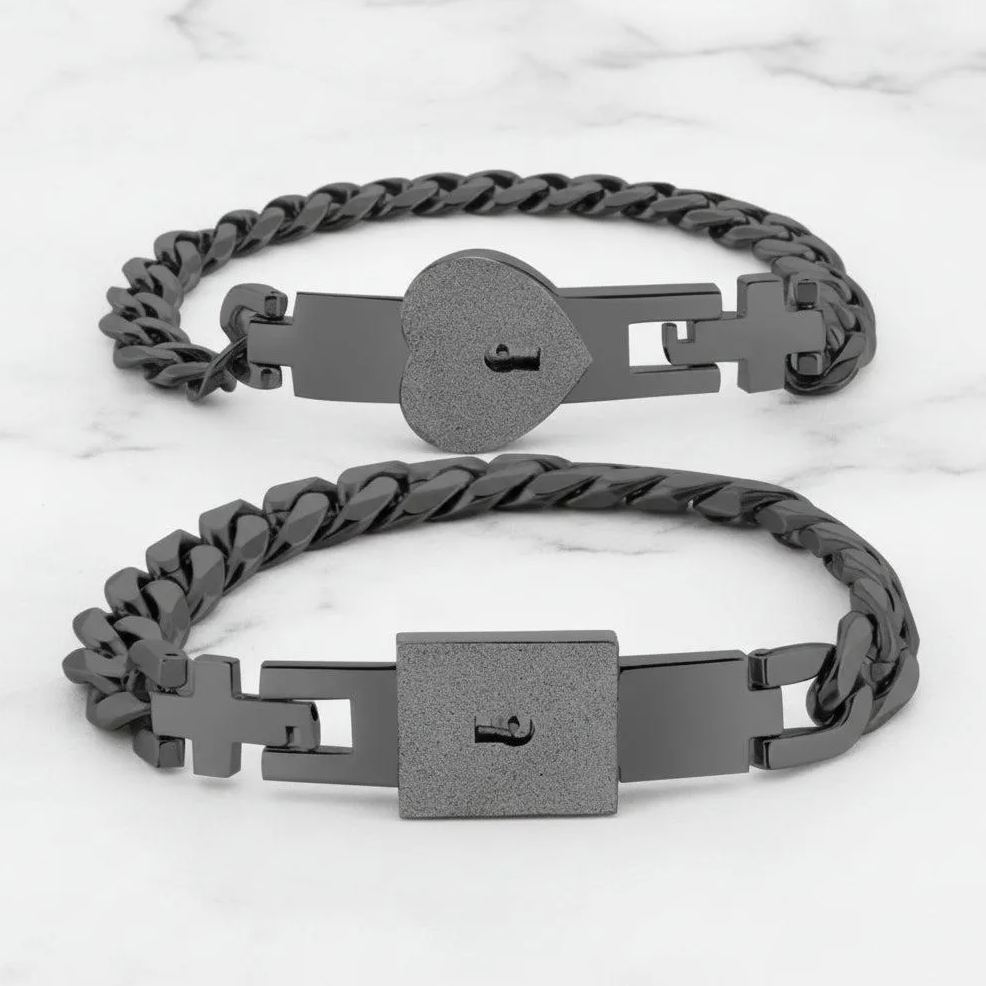 Heart Lock Couple Bracelet Titanium Steel Matching Bracelets for Couples, Anniversary, Valentine's Gift