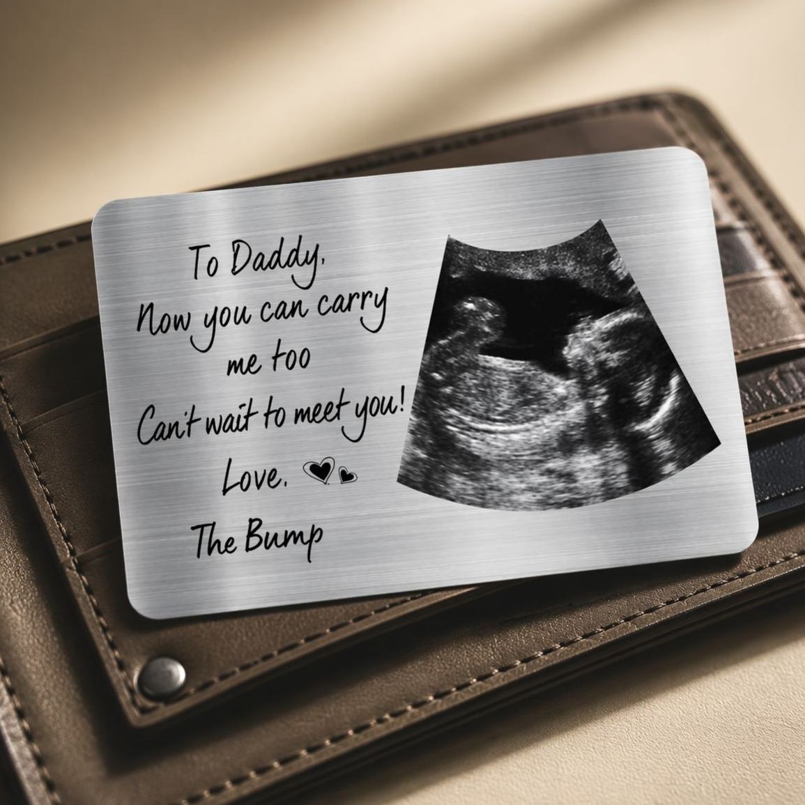 Custom Photo To Daddy Now You Can Carry Me Too Personalized Aluminum Wallet Card - PhotoMoonLamp