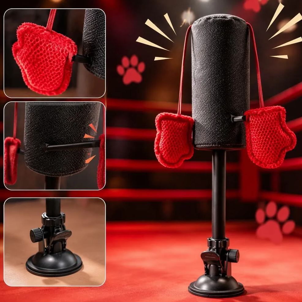 Cat Punching Bag Toy with Spring – Interactive Indoor Silicone Cat Self-Play Toy for Kittens & Cats