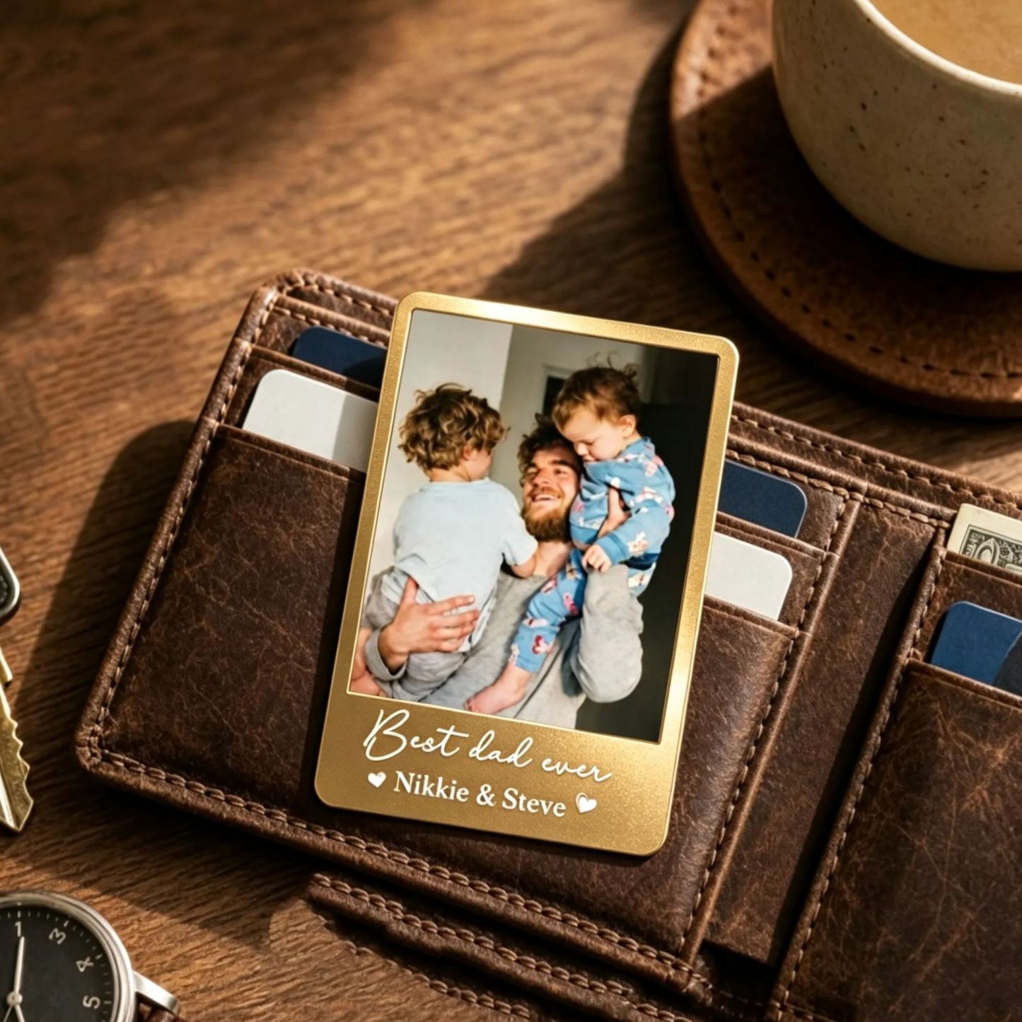 Photo Wallet Card for Dad, Father’s Day Gift, Personalized Sentimental Keepsake, Daddy Memory Card - PhotoMoonLamp