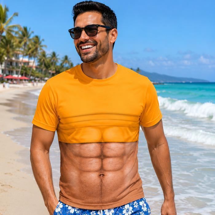 Dad Bod Shirt, Custom Faux Chest Hair Shirt, Personalized Aloha And Chill Shirts, Novelty Tropical Beach Fake Muscle Shirt, Novelty Dad Tee - PhotoMoonLamp