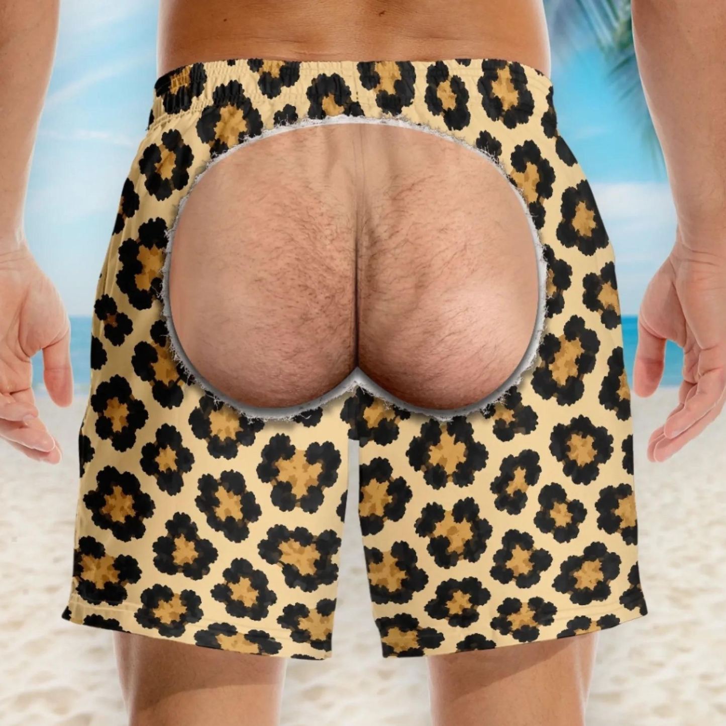 Personalized Funny Men’s Swim Trunks, Fake Butt Beach Shorts,Summer Vacation Travel Novelty Vacation Gift For Husband Or Boyfriend - PhotoMoonLamp