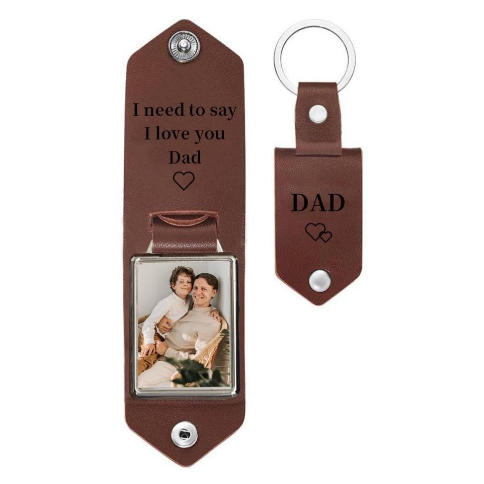 Personalized Engraved Leather Keychain with Photo,Custom Picture Keyring,Drive Safe Gift for Dad,Anniversary Gift for Husband