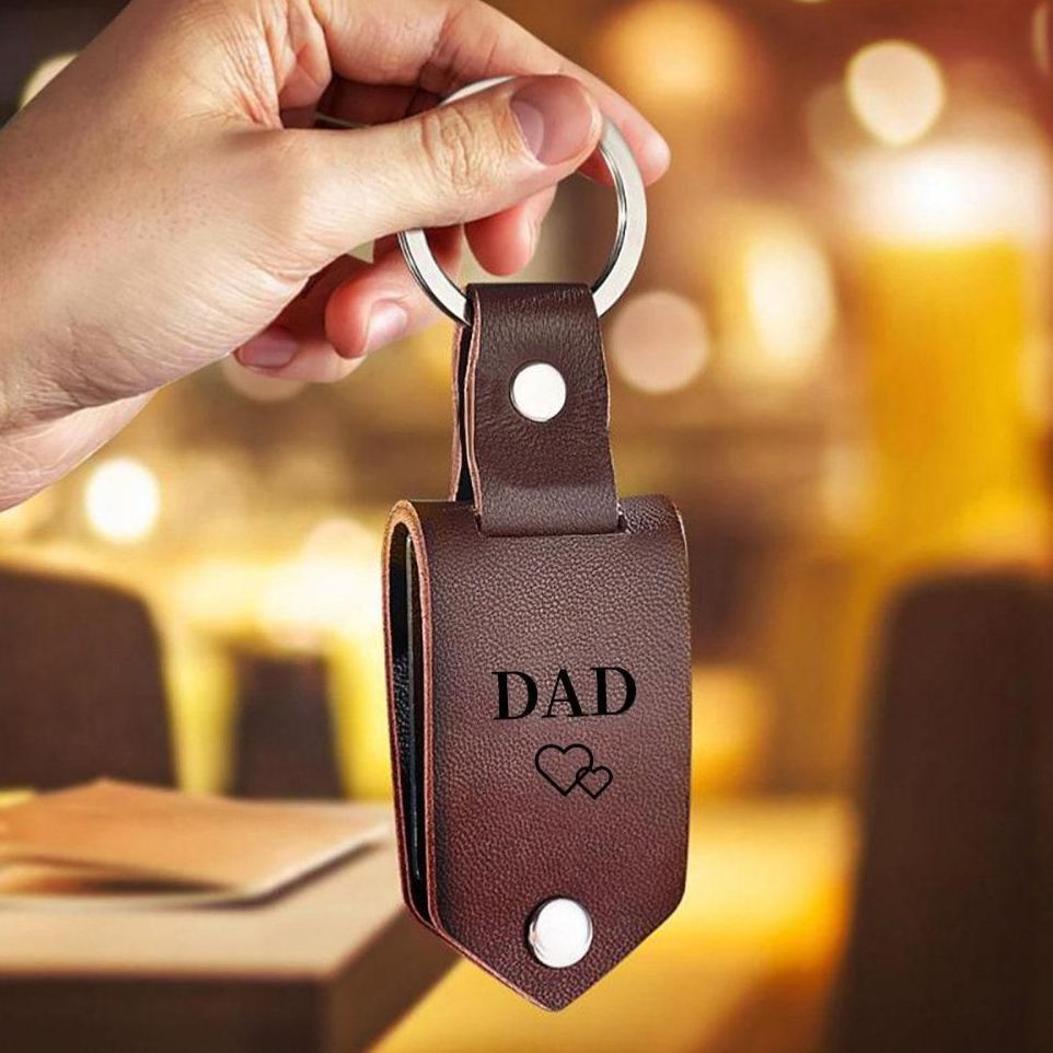 Personalized Engraved Leather Keychain with Photo,Custom Picture Keyring,Drive Safe Gift for Dad,Anniversary Gift for Husband